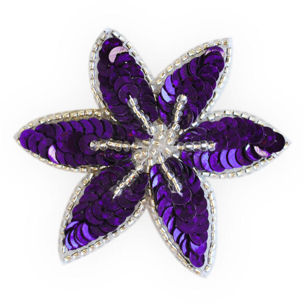 Flitrová květina do vlasů fialová