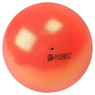 09Míč Pastorelli glitter HIGH VISION - třpyt Red- Orange - 00033